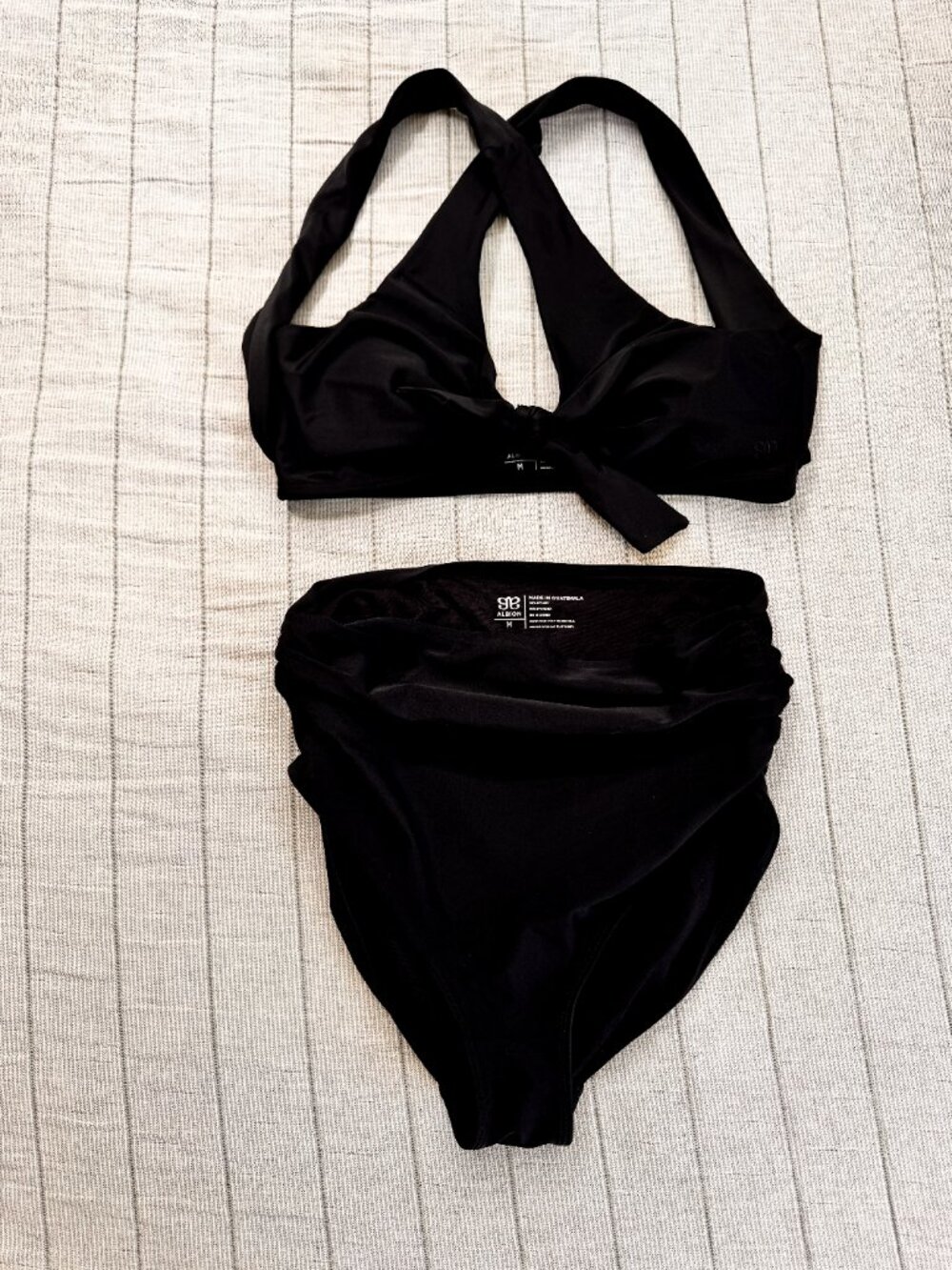 Albion Black Top Knot + Black Ruched High-Waisted Bottoms (Medium) - Picture 12 of 15